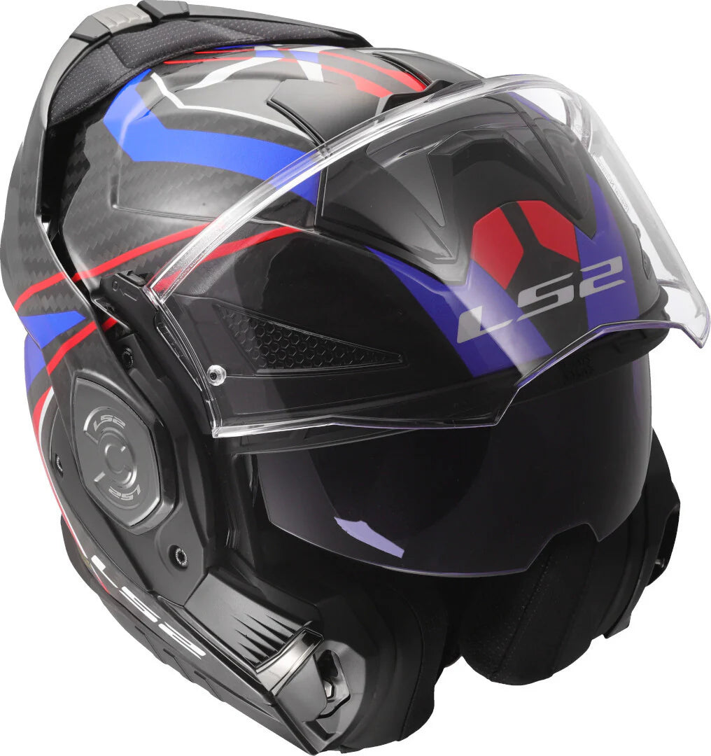 LS2 FF901 ADVANT X CARBON MODULAR HELMET - FUTURE II WHITE BLUE RED