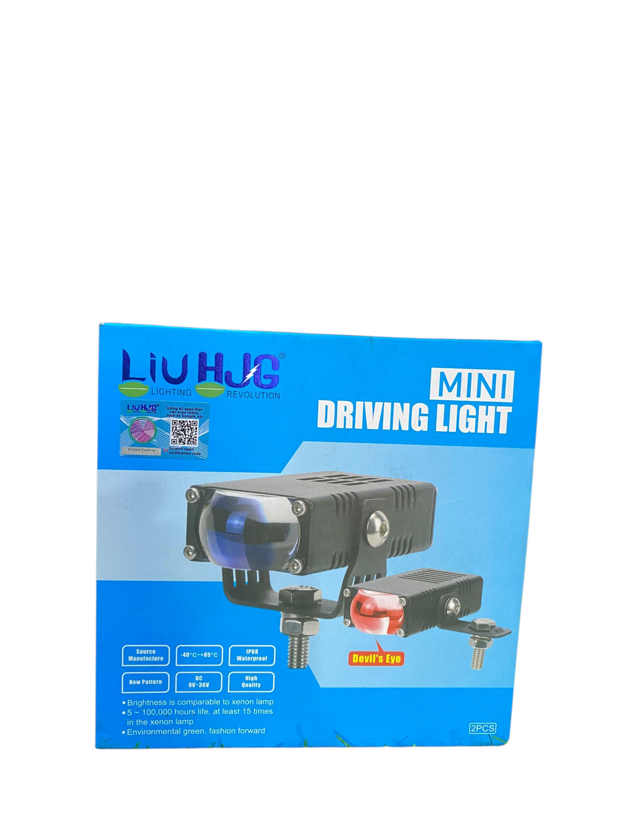 HJG Waymaker Fog Light Dual Colour Fog Light Mini Drive Yellow White & Red Devil Eye Slim Drive Light Version 4 With Red Devil Eye And Wiring With Canbus Universal For All Cars and Motorcycles (2Pcs) HJG