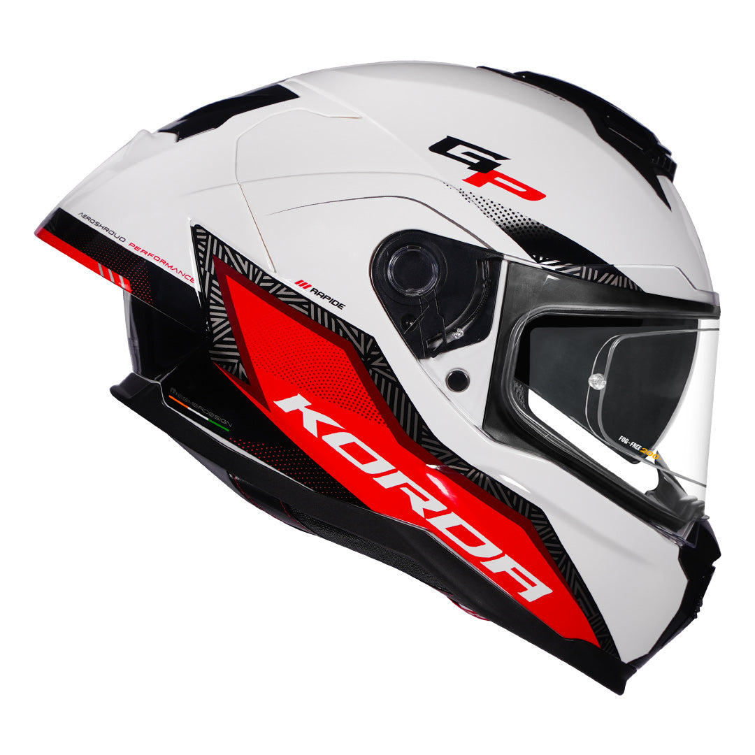 KORDA SONIC GP RAPIDE WHITE RED HELMET