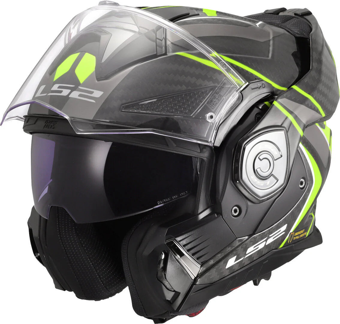 LS2 FF901 ADVANT X CARBON MODULAR HELMET - FUTURE II BLACK FLUO