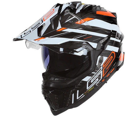 LS2 MX701 CARBON EXPLORER EDGE BLACK FLUO ORANGE
