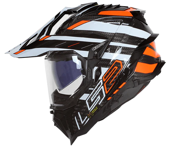 LS2 MX701 CARBON EXPLORER EDGE BLACK FLUO ORANGE