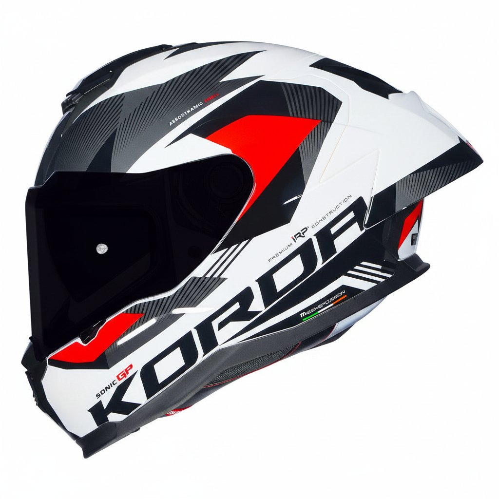 KORDA SONIC GP BRAVE GLOSS WHITE RED HELMET