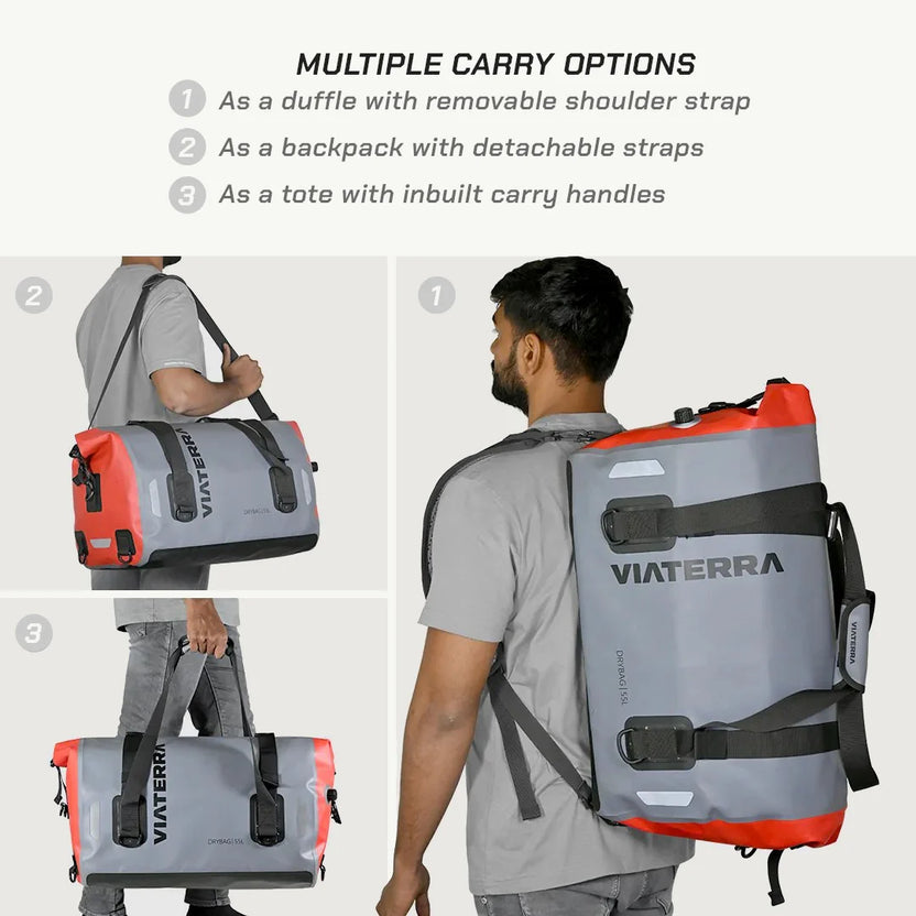 ViaTerra DryBag 55L - 100% Waterproof Motorcycle Tailbag (Universal)