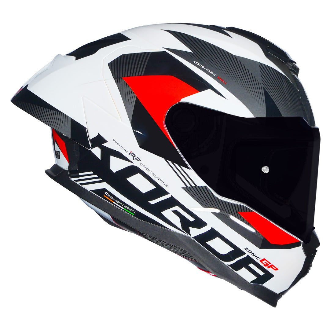 KORDA SONIC GP BRAVE GLOSS WHITE RED HELMET