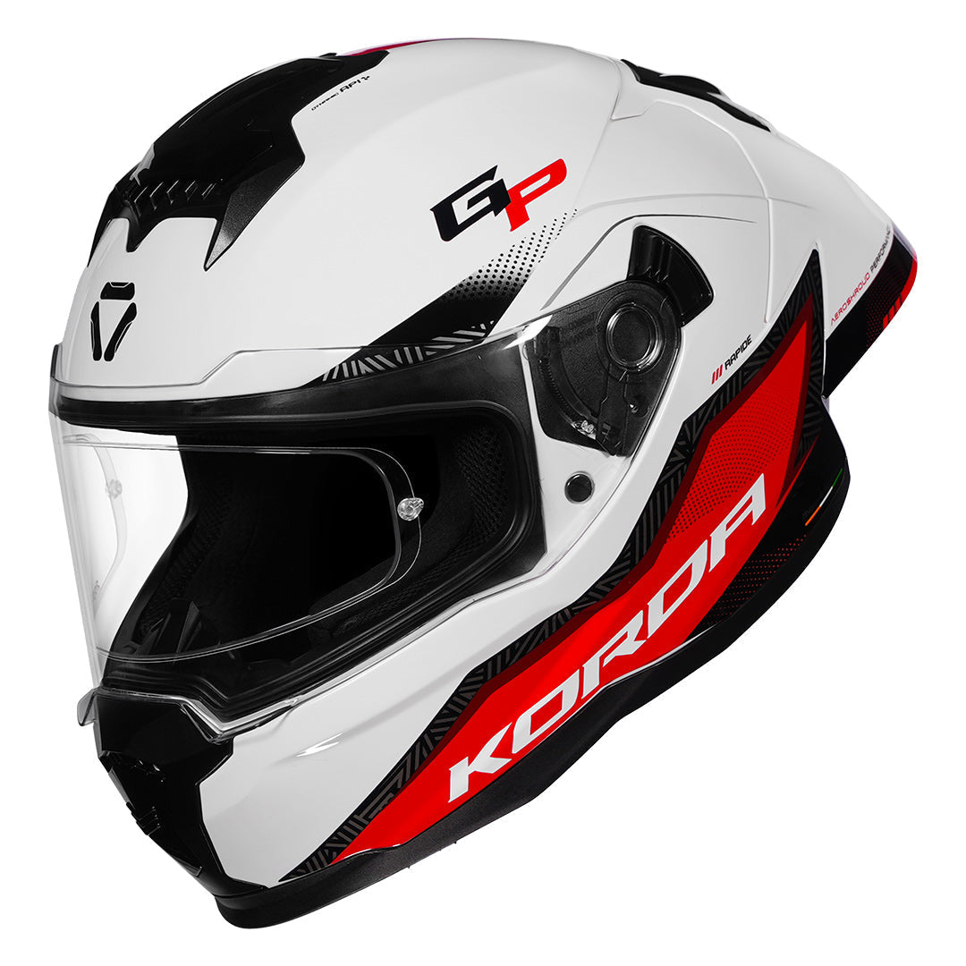 KORDA SONIC GP RAPIDE WHITE RED HELMET