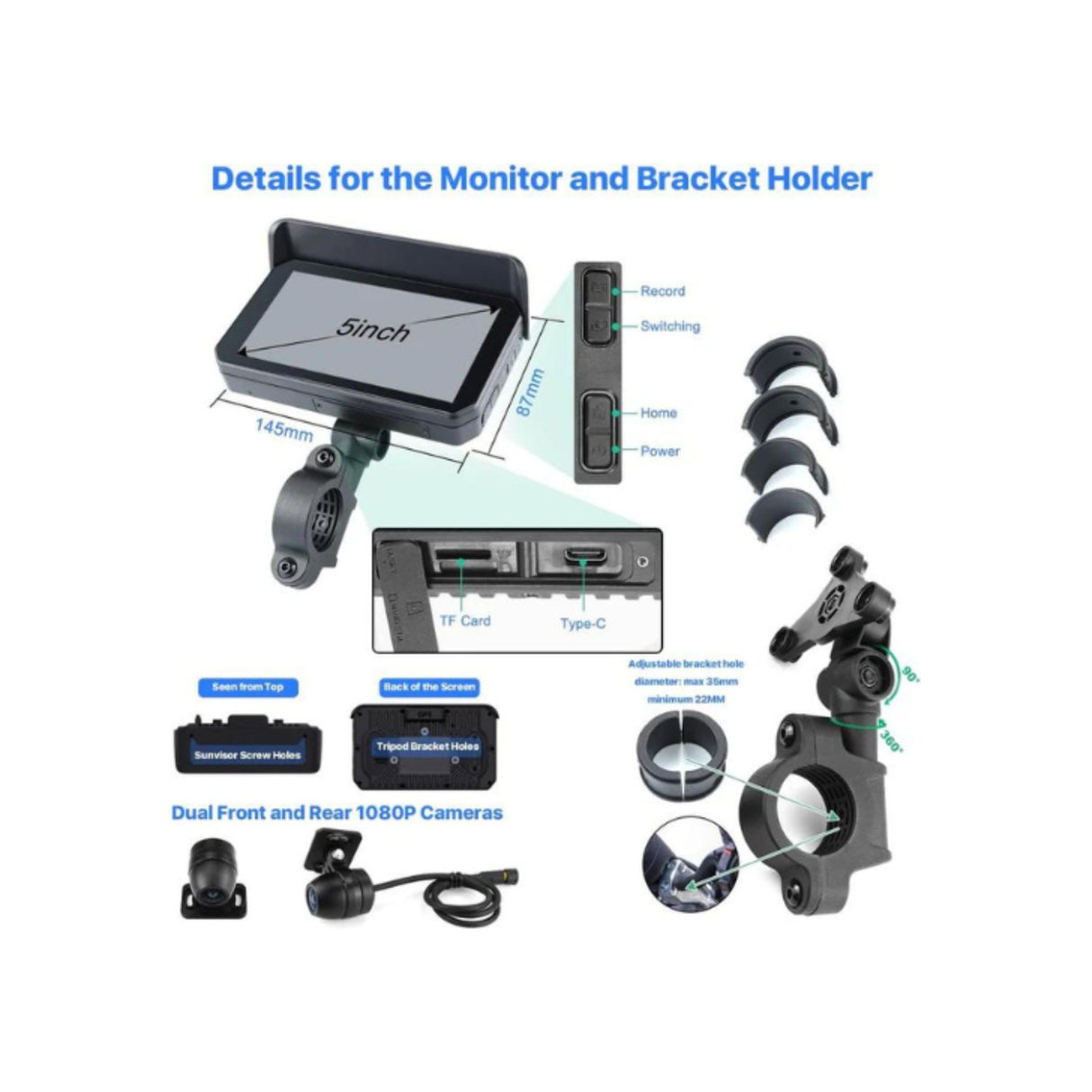 GPS DISPLAY FOR BIKES WITH TPMS AND CAMERAS