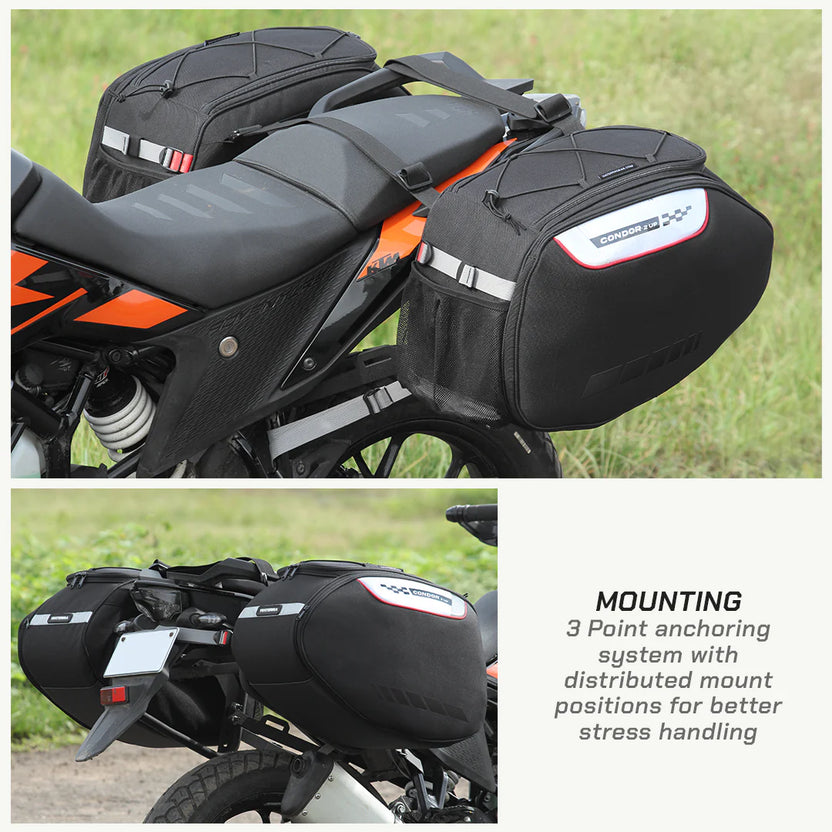 Condor 2UP 64L Waterproof Motorcycle Saddlebags